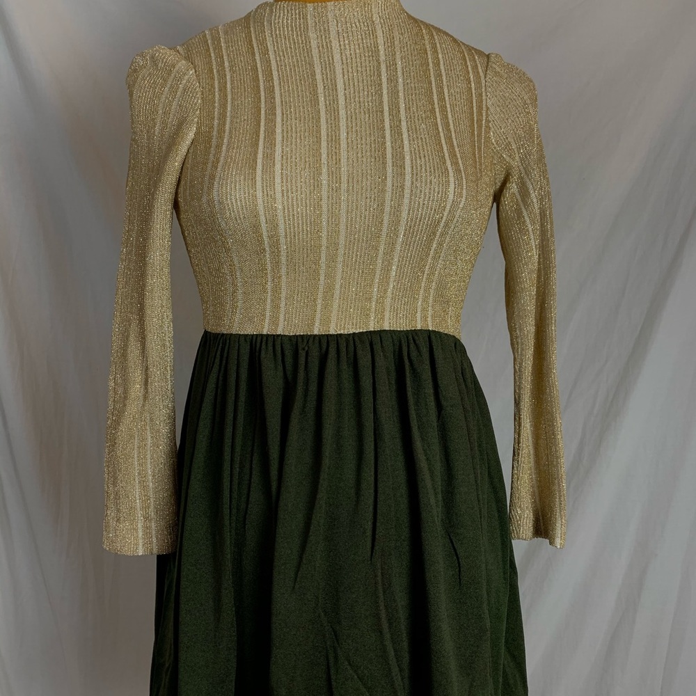 Gold Green Harzfelds Vintage Cocktail Dress.